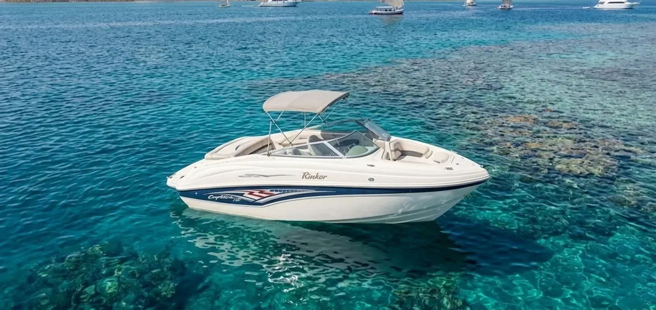 Luxury private charter boat at sunset